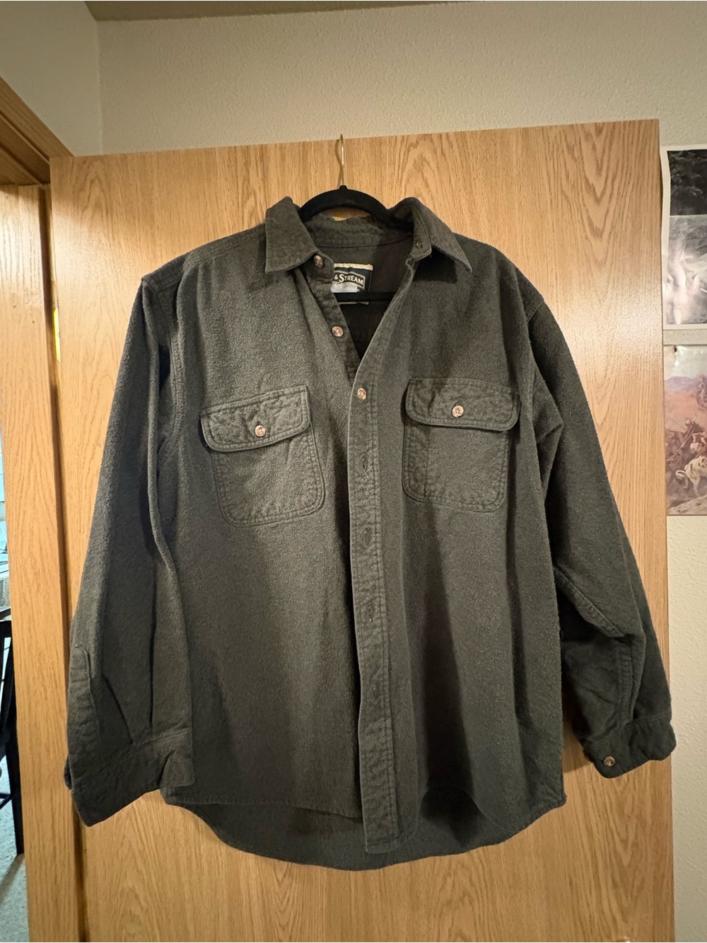 Men's Green Button-Up Fleece Shirt Jacket